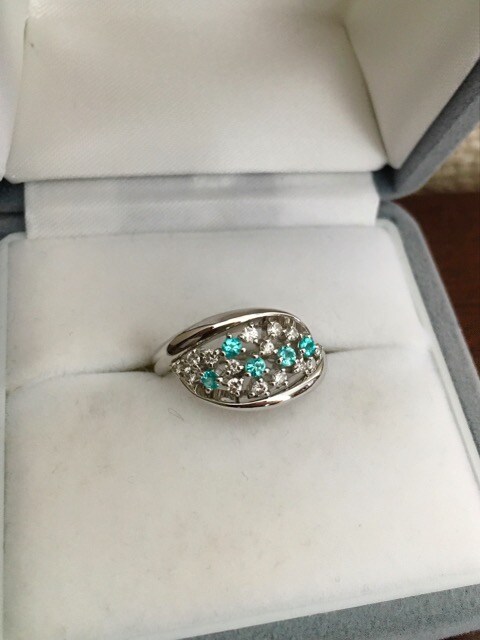 ダイヤモンド×パライバトルマリン リング K18WG 0.25ct 6.0g 超高品質 ...