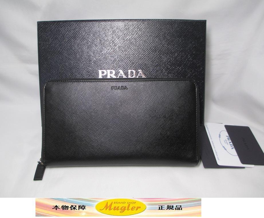 超美品 プラダ ラウンドファスナー 長財布 トラベルケース 黒 | プラダ ...