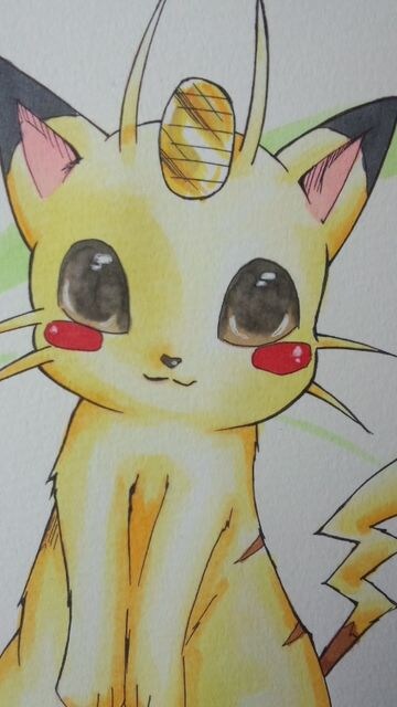 自作イラスト ポケモン ニャースとピカチュウのミックス 新品 中古のオークション モバオク 自作イラスト ポケモン ニャースとピカチュウのミックス 新品 中古のオークション モバオク