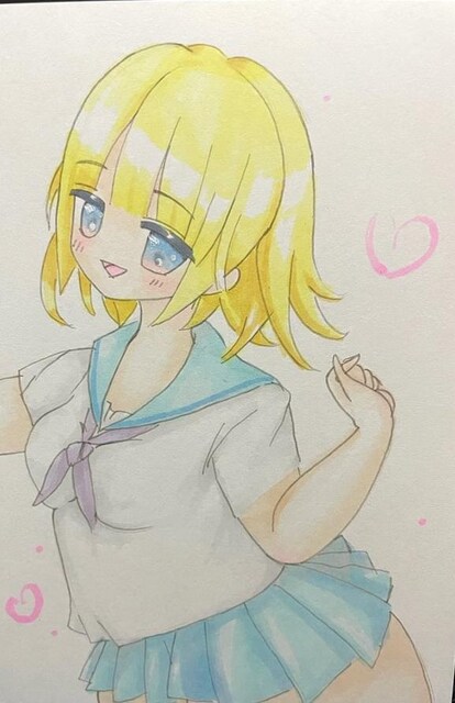 自作イラスト 女の子 セーラー服 セミロング 新品 中古のオークション モバオク