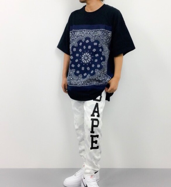 ビッグシルエットバンダナドッキングカットソー Tシャツ 黒 男性ファッション 新品 中古のオークション モバオク No
