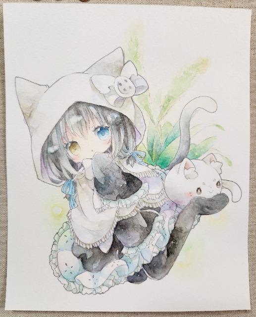 絵 猫【ねこがすき】原画 手描き オリジナル イラスト通販