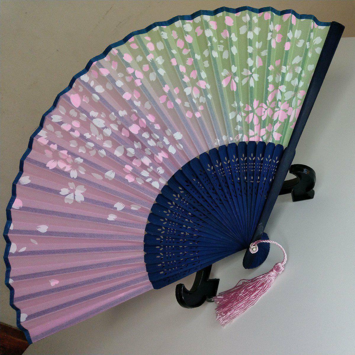 舞扇子 4本セット 青 オレンジ グラデーション 四季草花 仕舞扇 – SENSUP