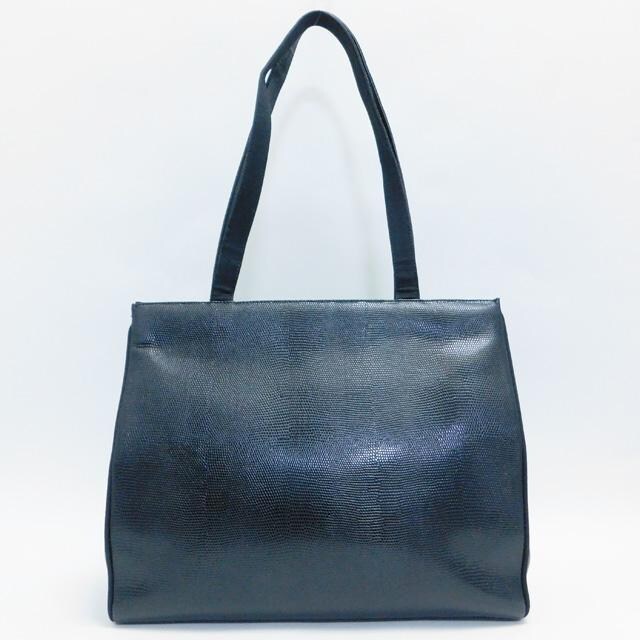 極美品Ferragamoフェラガモ トートバッグ リザード型押し ヴァラ 黒×金
