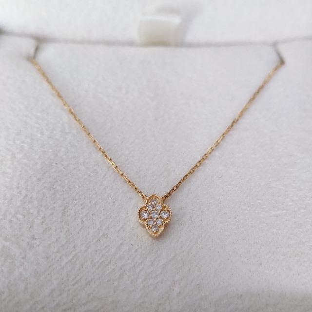 agete アガット ダイヤモンド パヴェ ネックレス K18YG 0.04ct