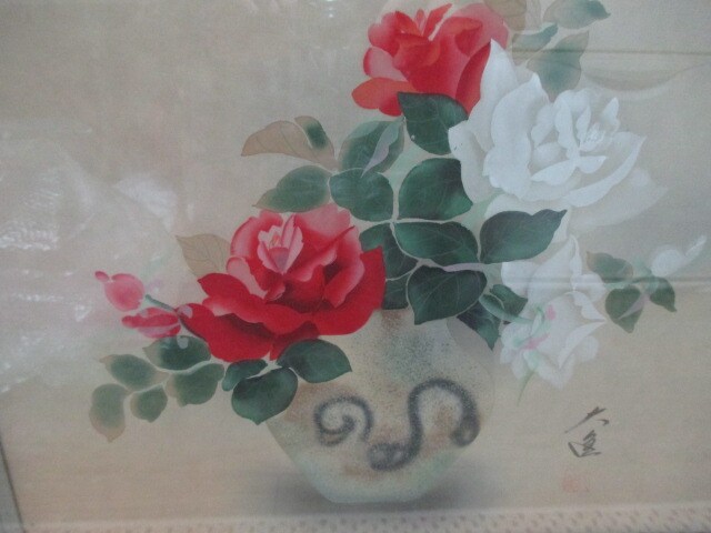 小川大進 作 紅白薔薇 肉筆 真作 保証書付き 日本画 静物画 ホビー 新品 中古のオークション モバオク No