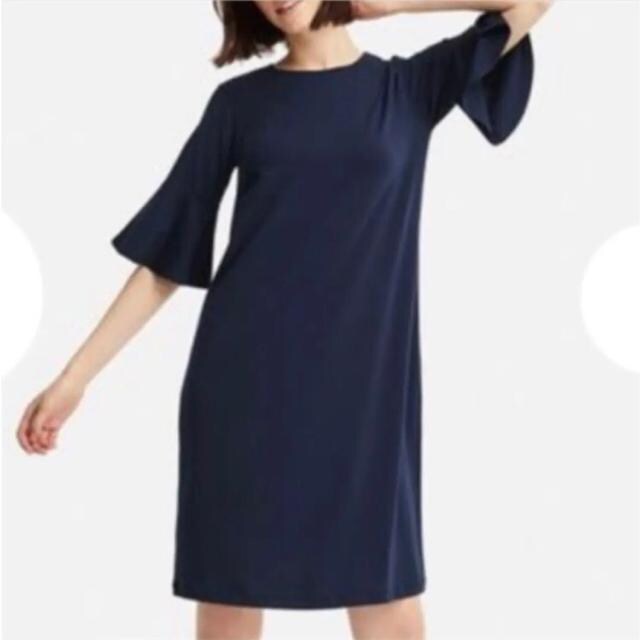 送料無料 美品 Uniqlo フレアスリーブブラワンピース Xs 紺 ユニクロ Uniqlo 新品 中古のオークション モバオク No