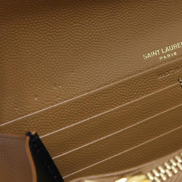 ◇ 本物 新品同様 ◇ サンローラン YSL 長財布 レザー ダークベージュ ...