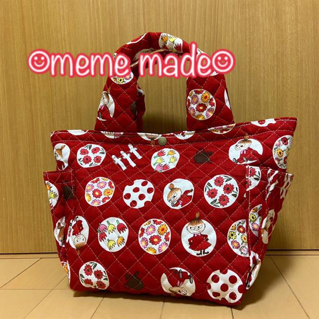 ハンドメイド*スクエアトートバッグ*ムーミン*リトルミィ*キルト生地赤 ...