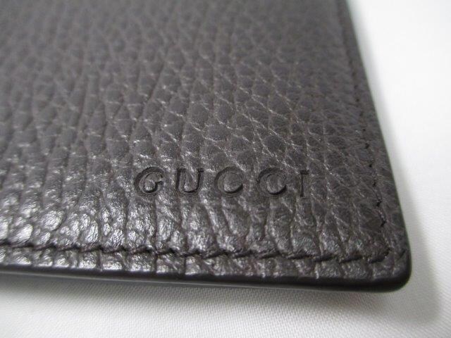 新品 GUCCI グッチ 2つ折り札入れ財布 二つ折り財布 ブラウン 革 本物