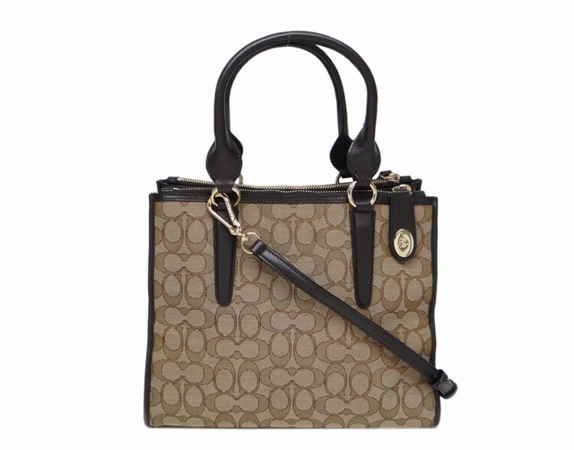 COACH コーチ 33524 シグネチャー 2WAYトートバッグ カーキ×ダーク
