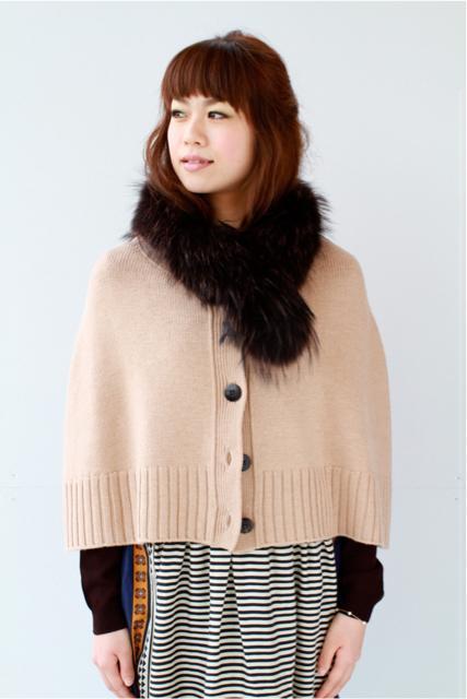 TOMORROWLAND BALLSEY FOXファーカシミヤ入りポンチョ 38