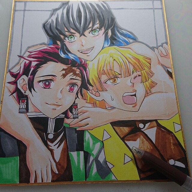 自作イラスト 鬼滅の刃 かまぼこ隊 炭治郎 善逸 伊之助 新品 中古のオークション モバオク