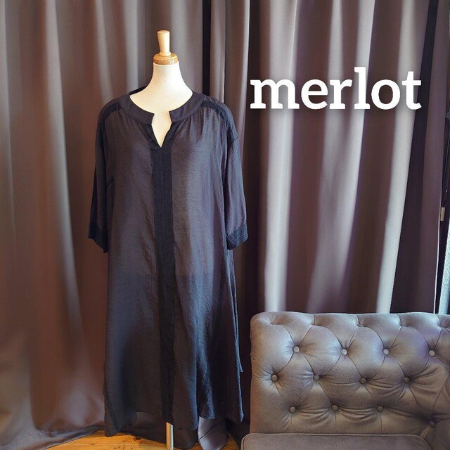 M2130 新品 Merlot ブラック F ワンピース キーネック レース メルロー Merlot 新品 中古のオークション モバオク