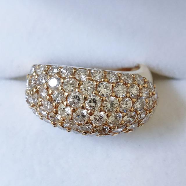 ダイヤモンド パヴェ リング K18YG 2.87ct 9.1g | 女性アクセサリー