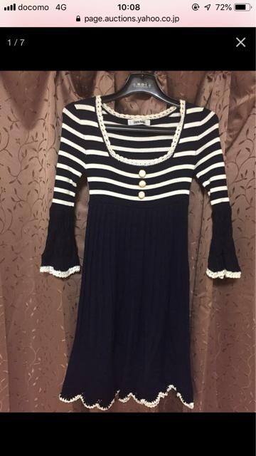 873 レイラローズ ひざ丈ニットワンピース 白 紺 サイズm 女性ファッション 新品 中古のオークション モバオク