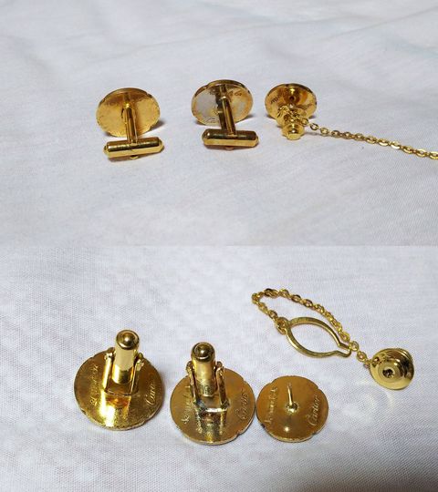 正規 Cartierカルティエ 2Cロゴ アンティークカフス 金×黒緑 正規 Cartierカルティエ 2Cロゴ アンティークカフス 金×黒緑
