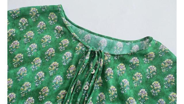 Green グリーン レトロ 柄 ワンピース Zaraお好きな方に S 女性ファッション 新品 中古のオークション モバオク No