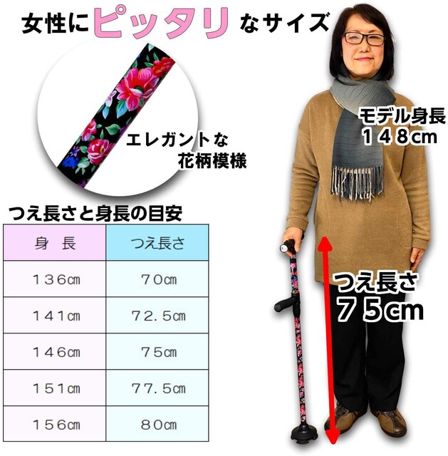 おしゃれなデザインで安全設計されたステッキ 女性ファッション 新品 中古のオークション モバオク