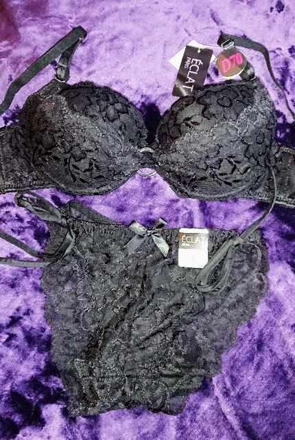 13 ｄ70 M 黒総レース 紐パン センターリング ブラジャーショーツセット ヒモパンティー 女性ファッション 新品 中古のオークション モバオク
