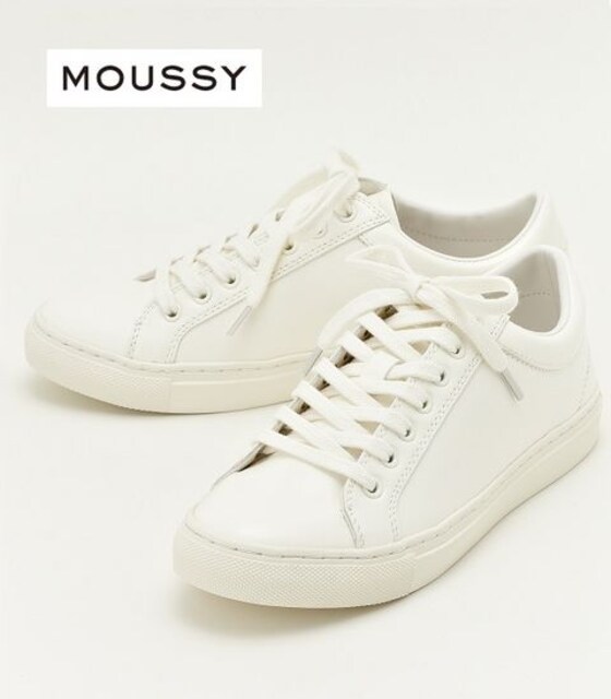 Moussyマウジー靴スニーカー新品未使用ホワイト白m24plat Leather Sneaker 新品 中古のオークション モバオク