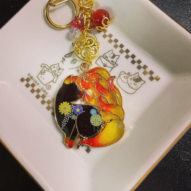 ぬいぐるみ 狐と紅葉のキーホルダー[秋] キーホルダー 叶きりく