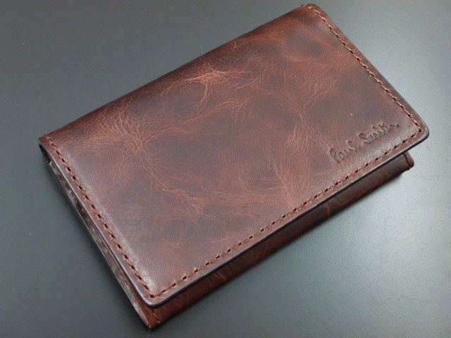 ブランド品専門の 濃茶 小銭入れ ハンドステイン革 ポールスミス 1点限り☆新品☆箱付 - コインケース/小銭入れ