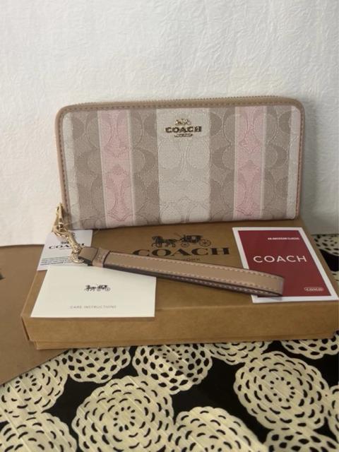 新作 COACHコーチ アコーディオン ウォレット シグネチャー!レザー ...