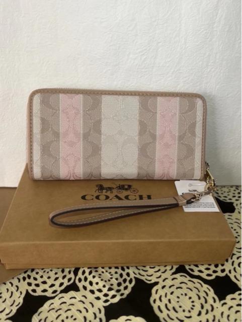 新作 COACHコーチ アコーディオン ウォレット シグネチャー!レザー ...
