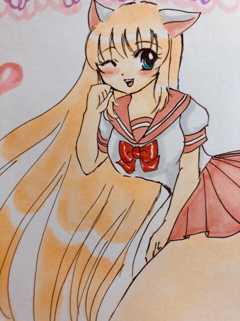 自作イラスト 猫耳セーラー服少女 ルーズソックス 新品 中古のオークション モバオク 自作イラスト 猫耳セーラー服少女 ルーズソックス 新品 中古のオークション モバオク