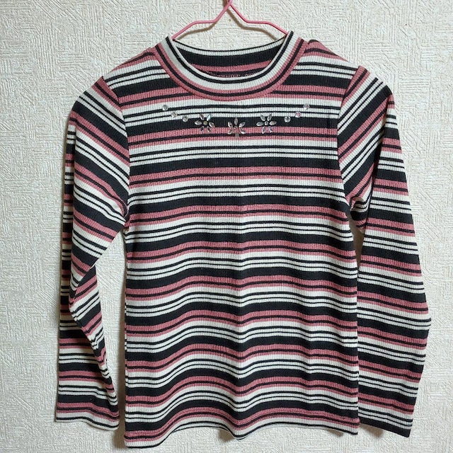 ピンク、黒、白ボーダー、ビジューつき長袖Tシャツ110 | キッズ/ベビー | 新品・中古のオークション モバオク ピンク、黒、白ボーダー、ビジューつき長袖Tシャツ110 | キッズ/ベビー | 新品・中古のオークション モバオク