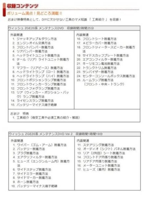 送料無料 トヨタ ウィッシュ Zge系 メンテナンスdvd 2枚組 自動車 バイク 新品 中古のオークション モバオク