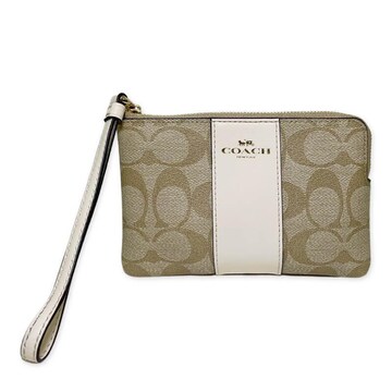 COACH コーナー ジップ リストレット シグネチャー キャンバス ライト