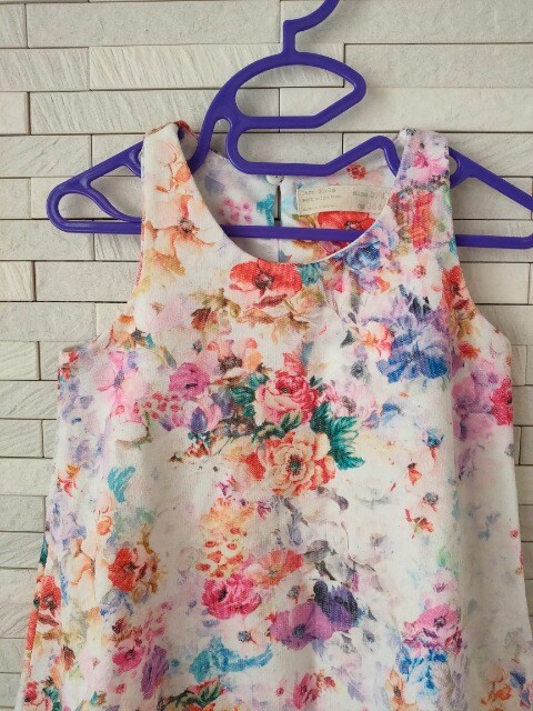 即決 Zara Girls 花柄ノースリーブフレアワンピース 白 3 4 100 ザラキッズ Zara Kids 新品 中古のオークション モバオク No