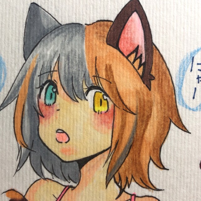 自作イラスト オリジナル 三毛猫 ケモ耳 女の子 新品 中古のオークション モバオク