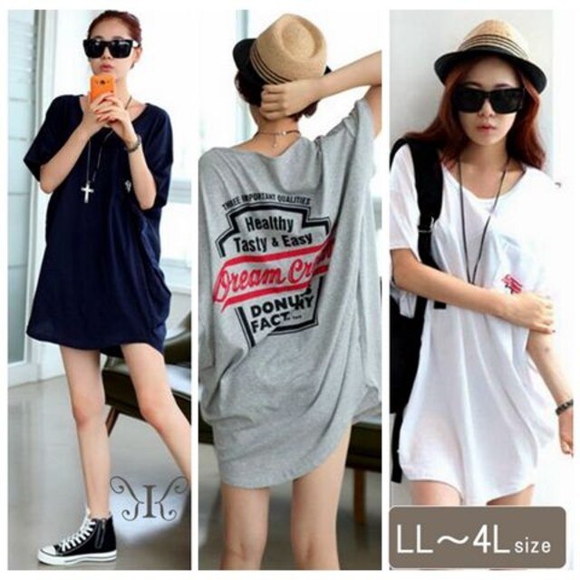 大きいサイズ バックロゴ入り ゆるふわ着やせtシャツbk 新品 中古のオークション モバオク
