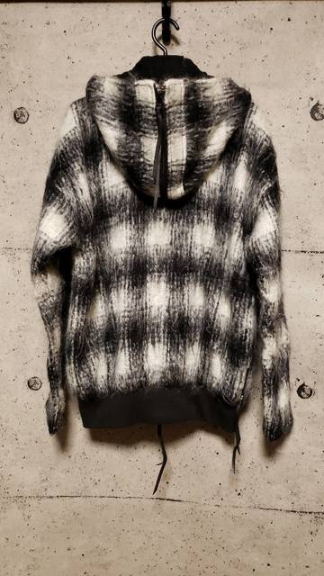 KMRIIケムリ ウールモヘアチェックパーカー 1 | ケムリ/KMRii | 新品 格安販売店舗 kmrii パーカー ケムリ パーカー