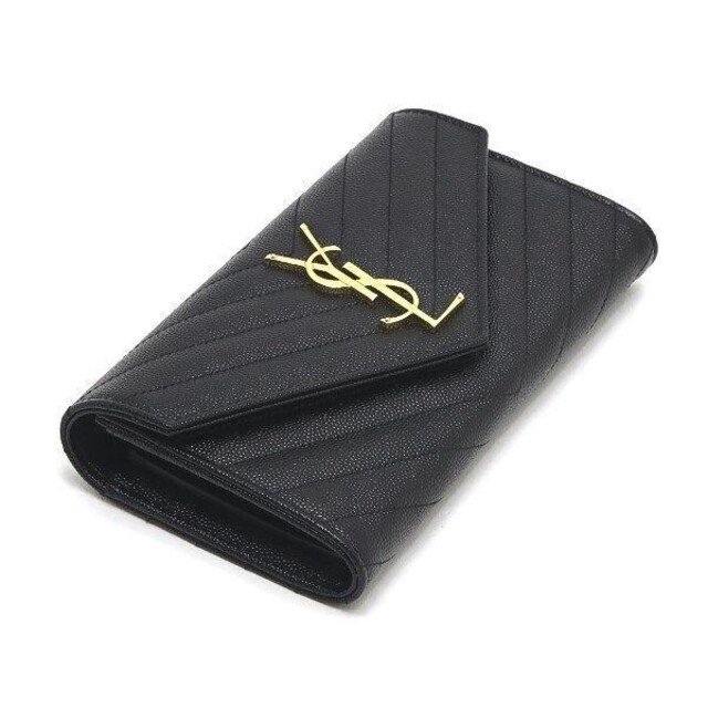 ◇ 本物 新品同様 ◇ サンローラン YSL 長財布 型押し レザー 黒